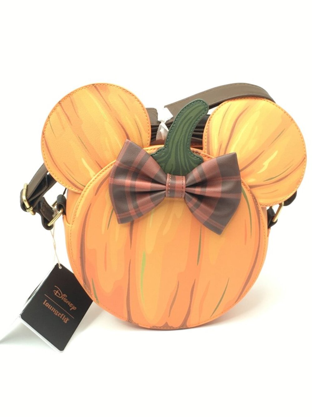 Disney Loungefly Mickey Minnie Mouse Pumpkin Plaid Bow Crossbody Bag NWT